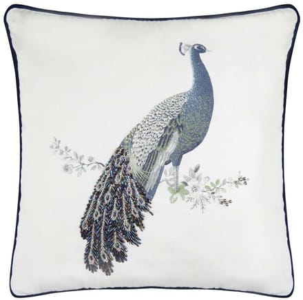 Laura Ashley sierkussen Peacock Beaded Midnight - 50x50 cm - kralen decoratie