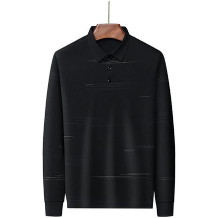 T-shirt à manches longues pour hommes d'âge moyen, mode décontractée, pull à revers, automne XXXXL black