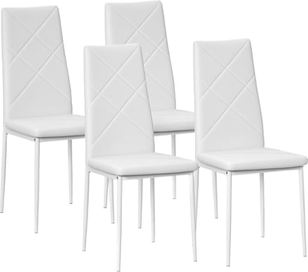 HOMCOM eetkamerstoel van kunstleer, set van 4 - Keukenstoel, eetstoel - Wit