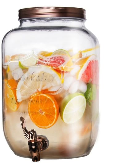 Orion - Drankdispenser - Glas - 8,8 L - Koperkleurige Deksel