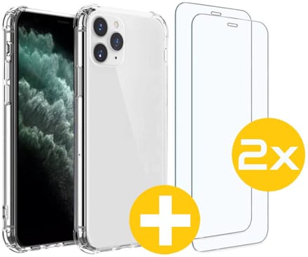 Hoesje en Screenprotector Combi Geschikt Voor iPhone 11 Pro Max - Anti Shock Hoesje + 2x Screenprotector