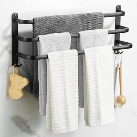 Springos Handdoekrek - Handdoekrek Badkamer - 49 cm - Zwart