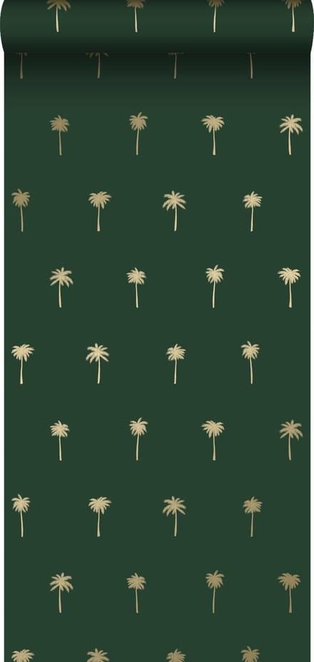 ESTAhome behang palmbomen emerald groen en goud - 53 cm x 10.05 m - 139160