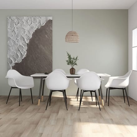 vidaXL - Eetkamerstoelen - 6 - st - PP - wit