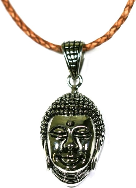 IbizaMen - leer gevlochten- edelstaal - buddha - 80cm