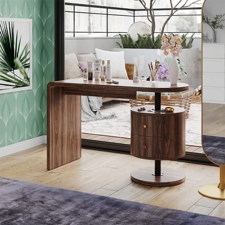 Kaptafel Rustiek Eiken 120 cm met 2 Lades - Moderne Make-up Tafel