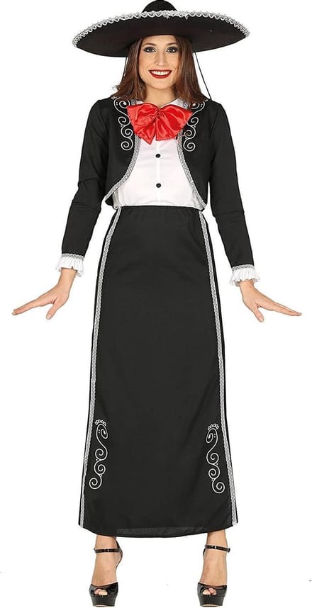 Fiestas Guirca Verkleedpak Mariachi Dames Polyester Zwart/wit Mt L