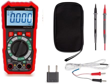 Velleman Digitale multimeter, datahold, geschikt voor het meten van AC/DC-stroom, AC/DC-spanning, weerstand, batterijspanning, continuïteit, temperatuur, inclusief meetsnoeren