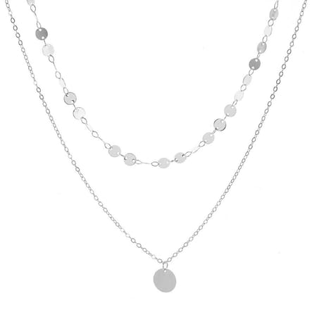 Miresa Coin Muntjes Ketting - Layerketting - Zilverkleurig 35 & 45 + 5cm