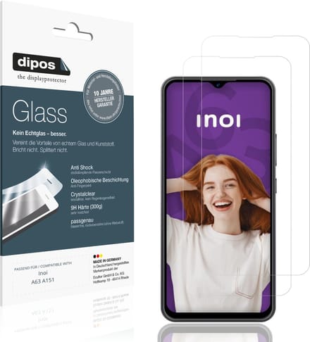 dipos – 2x Pantserfolie geschikt voor Inoi A63 A151 | 9H Screenprotector