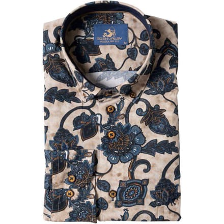 Eden Valley - Lange mouw overhemd - Mannen - M - Kiezel - Katoen - 514968 Modern fit