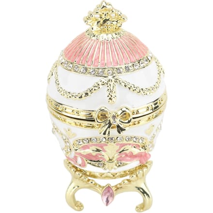 Ei Stijl Sieradendoosje Geëmailleerd Scharnierend Sieraden Organizer Ring Oorbellen Sieradendoosje Verzamelobject beige