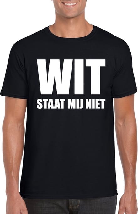 Wit staat mij niet t-shirt zwart heren M