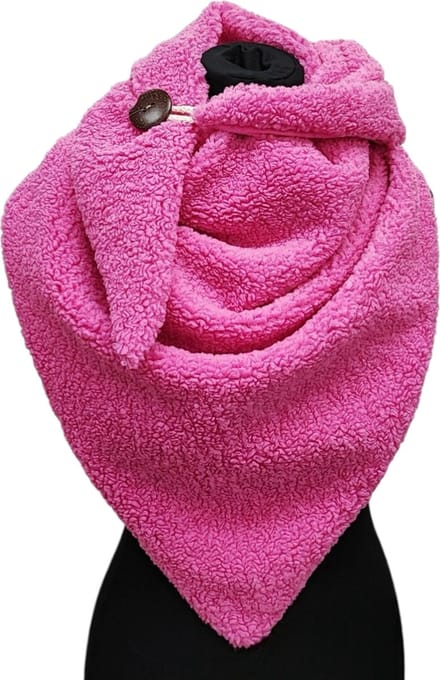 Driehoekige Sjaal - Teddy - Dikke Kwaliteit - Roze - 160 x 80 cm (2322#)