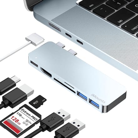 iMounts MacBook Air usb-c hub - HDMI - USB3.0 - SD reader - Air M3/M4/M5 - Sky Blue / Hemelsblauw