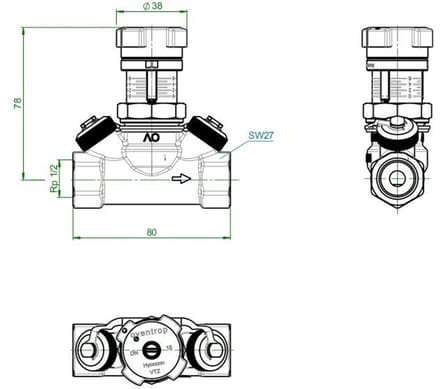 Oventrop Hycocon DN15 VTZ strang inregelafsluiter 1061704
