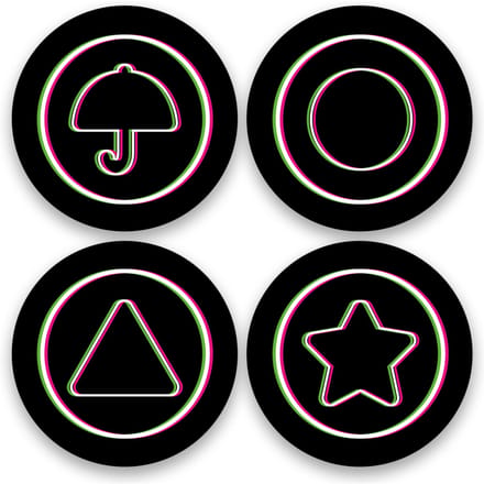 Squid Game Honeycomb Glitch Round Coaster Set