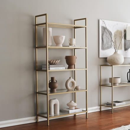 K1 Boekenplank | METALEN FRAME | Goud - Emob - Stellingkast Woonruimte - Goud - Metaal; Glas