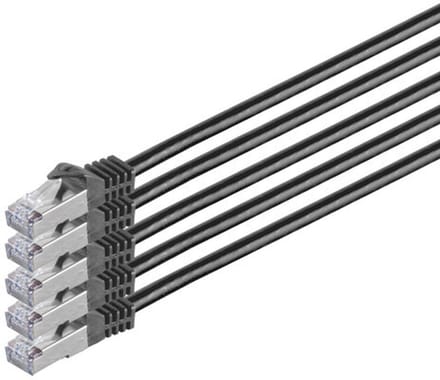 RJ45 Patchkabel m. CAT 7 Rohkabel PIMF schwarz 2m