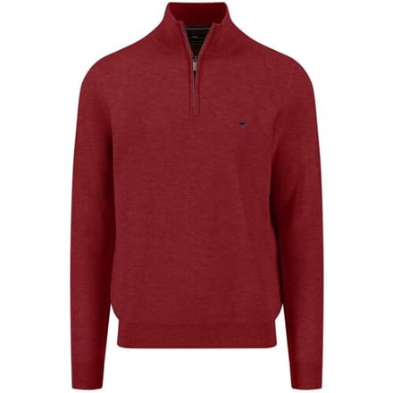 Fynch-Hatton Trui Troyer Zip Fine Allover Texture Garnet Red / male