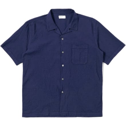 Overhemd Universal Works road shirt arten seersucker - marine