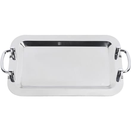 Roestvrijstalen Buffetbord Heldere Spiegelafwerking Serveerschaal met Handvat voor Hotel Restaurant Rectangular (Length 16.9in) white