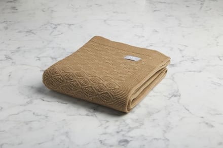 Deken van merino wol - Walnoot - 75x95 cm - ruitjespatroon