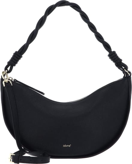abro Leren Schoudertas Leather Kavir Shoulder Bag Moon Black / Gold Zwart