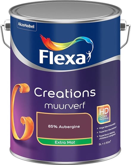 Flexa - Creations Muurverf Extra Mat - 85% Aubergine - Mengverf - 5 L