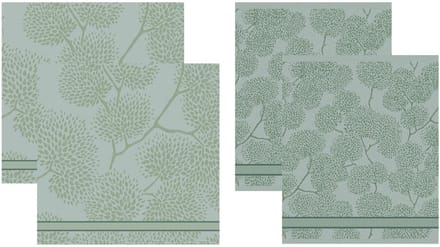 DDDDD - 2x theedoek + 2x keukendoek - Trees - Bomen print - Groen