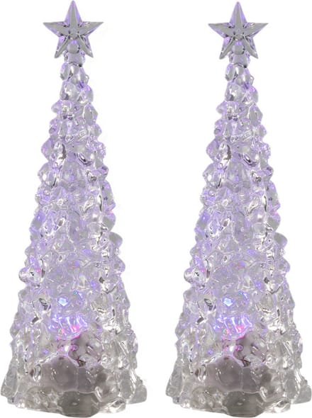 Svenska Living verlichte piramide kerstboompjes - 2x st - acryl - 30 cm