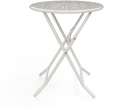 Vente-unique Inklapbare tuintafel Ø 60 cm in metaal in smeedijzerlook - Wit - GUERMANTES van MYLIA
