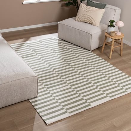 FRAAI Katoenen vloerkleed - Dazzle Blocks Groen/Wit - 230x330cm