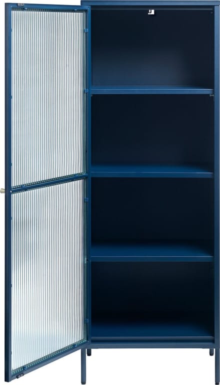 Vitrinekast Metaal Blauw - 58cm - 1-Deurs - Soft Closing - Kast Bronco - Giga Living