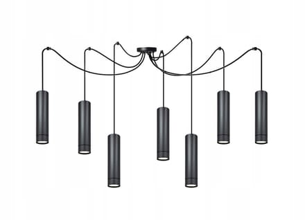 Komat TUBA Hanglamp Zwart 7x GU10 LED Metaal 210cm