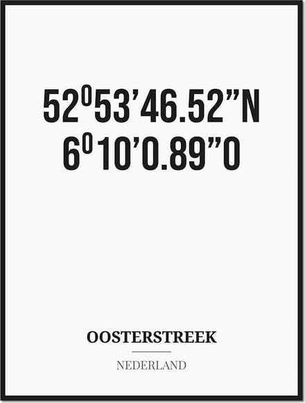 Poster/kaart OOSTERSTREEK met coördinaten