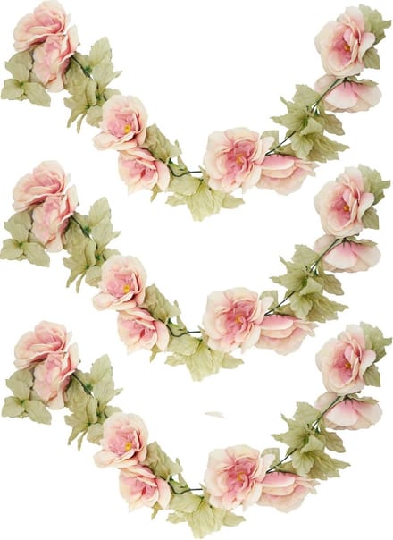 Chaks Rozen bloemenslinger - 3x - kunstplant/bloem - oud roze - 220 cm