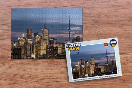 Puzzel Silhouette van de stad Toronto met wolken in Canada - Legpuzzel - Puzzel 500 stukjes