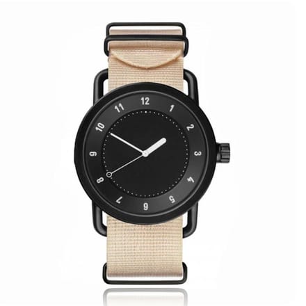 Retro Herenhorloge van LGT JWLS met Nylon Canvas Band Beige