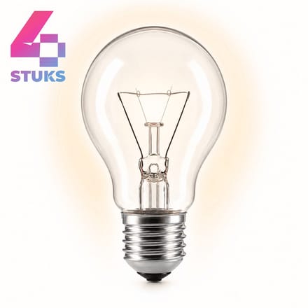 4x Peertje Gloeilamp E27 - 40W - Warm Wit Licht (2700K) - 340 lm - 1 jaar - Dimbaar
