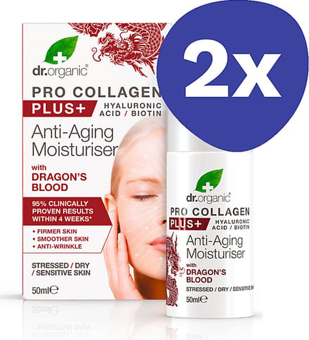 Dr Organic Pro Collageen Anti-Veroudering Dagcreme - Dragons Blood (2x 50ml)