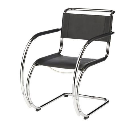 Thonet - S 533 F Fauteuil - Kernleer - zilver
