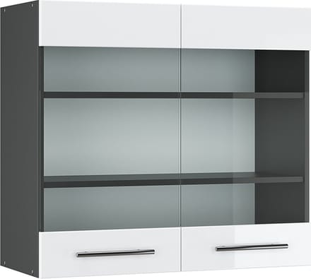 Vicco Fame-Line Glazen keukenkast – 80 cm Wit Hoogglans