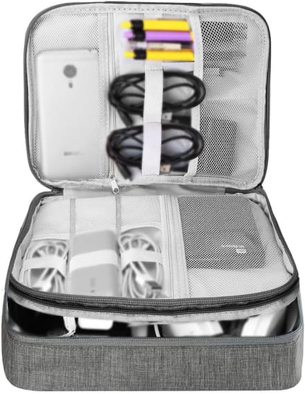 DYNA® Kabel Organiser Tas - Organizer Tas - Grijs - 28cm x 21cm x 10cm