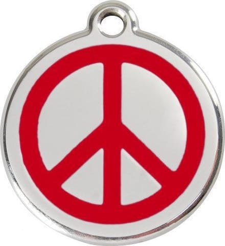 Red Dingo Hondenpenning 20 mm peace rood