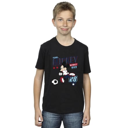 Disney Jongens Mickey Mouse Team Mickey Voetbal T-shirt (Zwart)