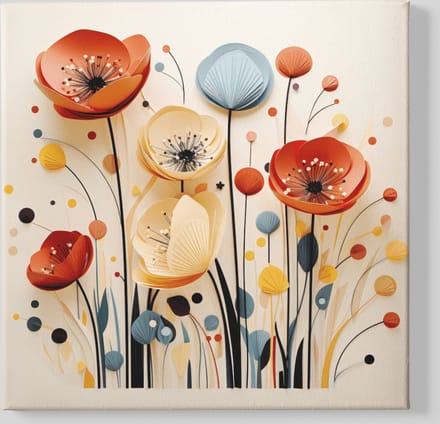 Canvas Schilderij - Bloemen - Abstract - Wanddecoratie - 60x60x2 cm