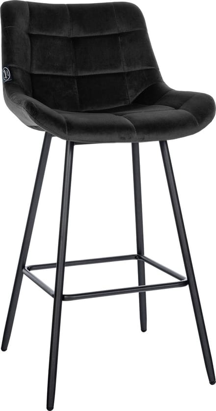 CLP West Barkruk - Met rugleuning - Voetsteun - Metalen frame - zwart/zwart