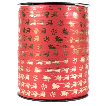 Kerstlint - krullint - cadeaulint - 10 mm x 250 meter - rood/goud - arrenslee