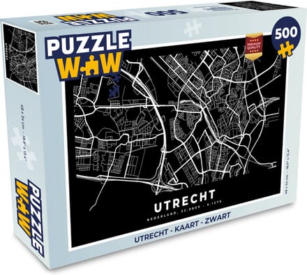 Puzzel Utrecht - Kaart - Zwart - Legpuzzel - Puzzel 500 stukjes